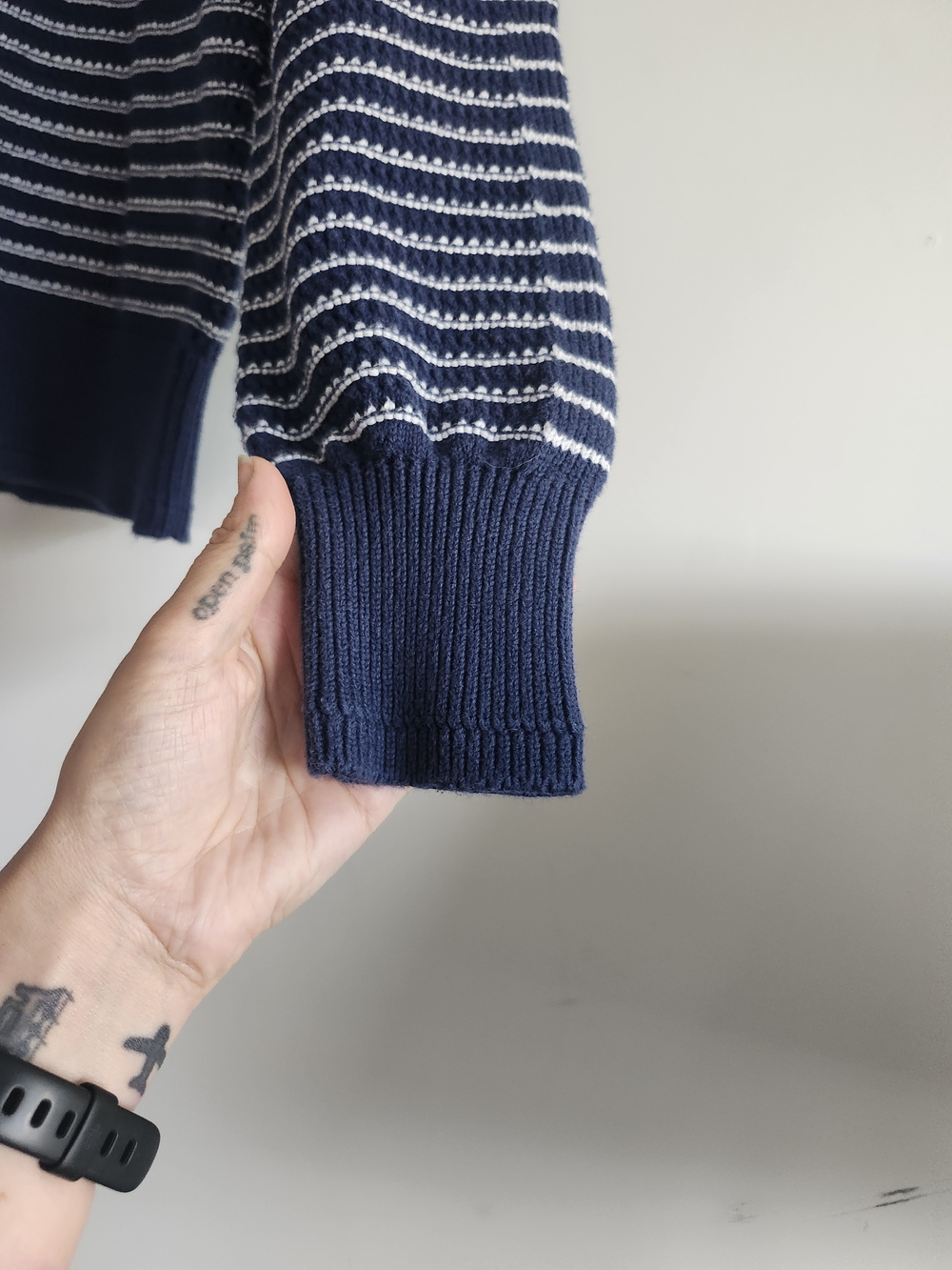 Northern Reflections Navy & White Striped Cotton Crewneck | Medium Classic - Picture 3 of 6